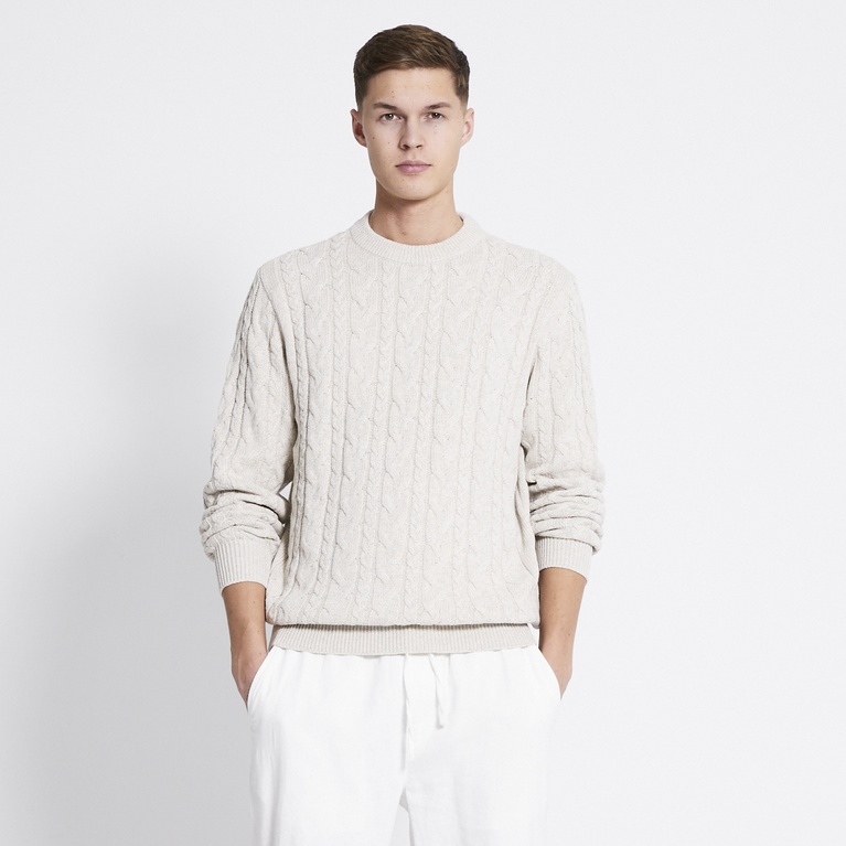 Cable-knit sweater "Tage" Beige Melange
